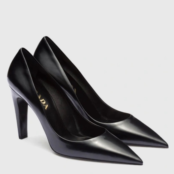Prada Leather Pointy-Toe Pump in Black - Picture 1 of 10